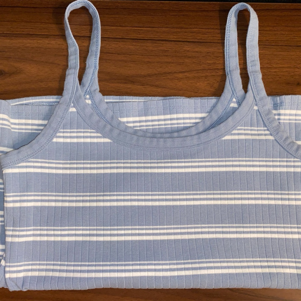 Aerie Blue and White Striped Tank Top